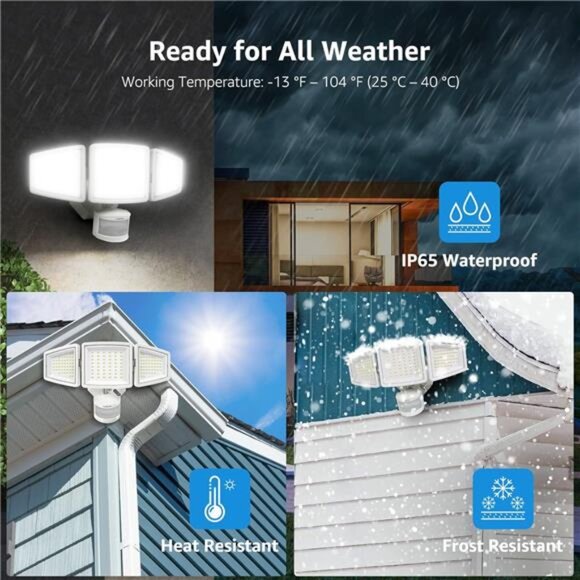 LED Security Lights, Outdoor Motion Sensor Light, Flood Lights with 3 Adjustable - Picture 5 of 7